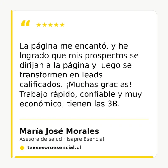 Reseña de cinco estrellas de María José Morales, asesora de salud